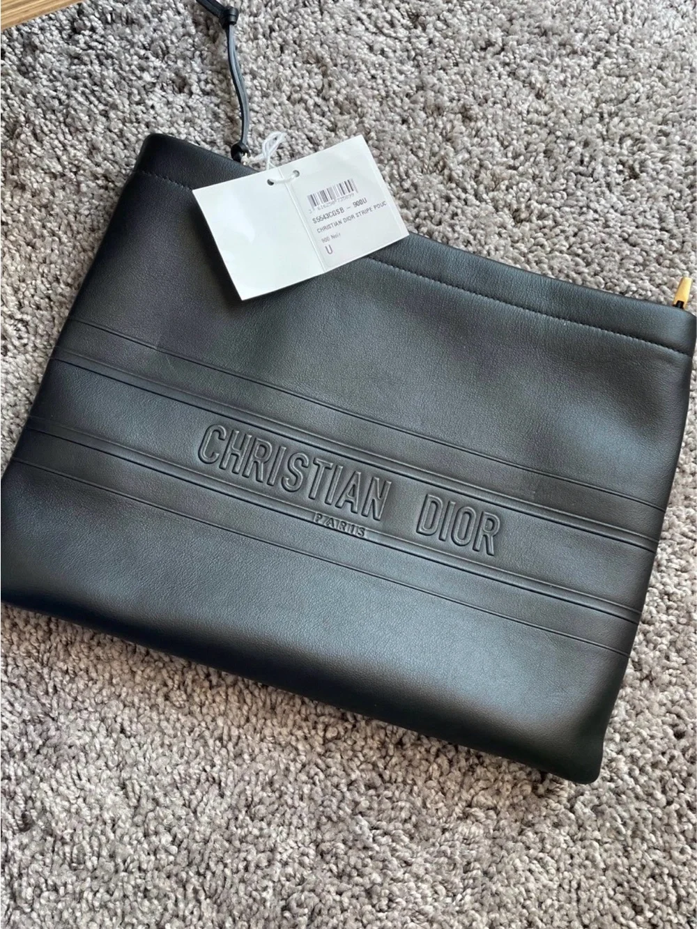 Dior Black Embossed Leather Messenger Pouch